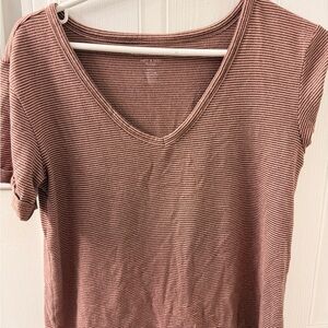 American Eagle Outfitters Striped V-Neck Tee